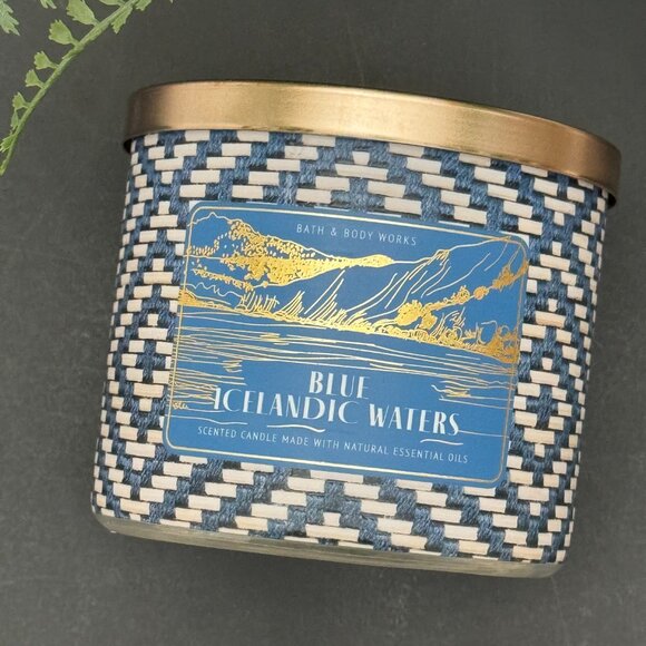 BBW Blue Icelandic Waters (Deep Blue Sea) Bath & Body Works 3 Wick Candle - Picture 5 of 10